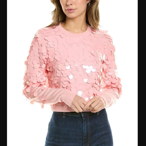 Alice + Olivia Tops - Alice + Olivia Delfina Cropped Wool Pailette Sweater